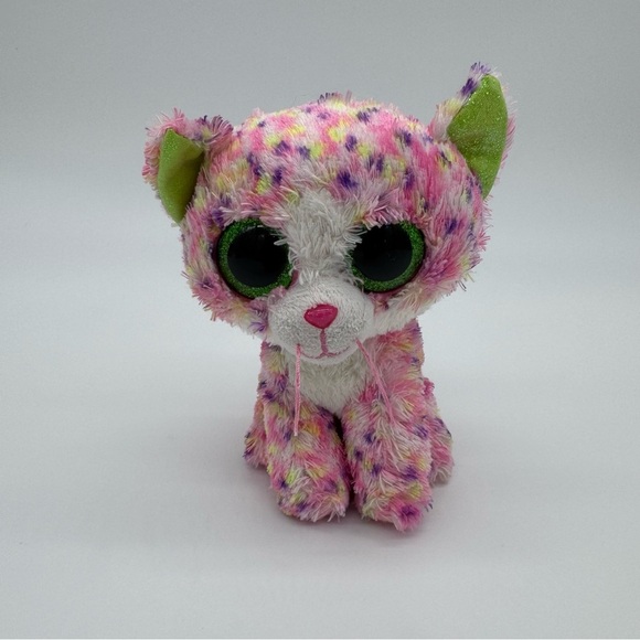 Ty Stuffed Animal Sophie- Pink and Green Cat - Picture 1 of 5
